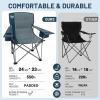 imageTIMBER RIDGE Oversized Folding Camping Chair for Adults Support 550 LBS Heavy Duty with Cup Holder Side Pocket for Camp Lawn Picnic Tan 2 PackNavyupgrade