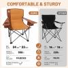 imageTIMBER RIDGE Oversized Folding Camping Chair for Adults Support 550 LBS Heavy Duty with Cup Holder Side Pocket for Camp Lawn Picnic Tan 2 PackOrange2 Pack