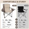 imageTIMBER RIDGE Oversized Folding Camping Chair for Adults Support 550 LBS Heavy Duty with Cup Holder Side Pocket for Camp Lawn Picnic Tan 2 PackTan2 Pack