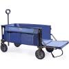 imageTIMBER RIDGE Tailgate Collapsible Folding Wagon Cart Heavy Duty Utility Push Pull Beach Wagon Foldable Outdoor Grocery Cart with Side Pockets for Camping Garden Shopping Holds 225 lbs Blue