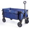 imageTIMBER RIDGE Tailgate Collapsible Folding Wagon Cart Heavy Duty Utility Push Pull Beach Wagon Foldable Outdoor Grocery Cart with Side Pockets for Camping Garden Shopping Holds 225 lbs Blue