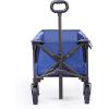 imageTIMBER RIDGE Tailgate Collapsible Folding Wagon Cart Heavy Duty Utility Push Pull Beach Wagon Foldable Outdoor Grocery Cart with Side Pockets for Camping Garden Shopping Holds 225 lbs Blue