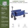 imageTIMBER RIDGE Tailgate Collapsible Folding Wagon Cart Heavy Duty Utility Push Pull Beach Wagon Foldable Outdoor Grocery Cart with Side Pockets for Camping Garden Shopping Holds 225 lbs Blue