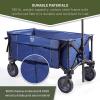 imageTIMBER RIDGE Tailgate Collapsible Folding Wagon Cart Heavy Duty Utility Push Pull Beach Wagon Foldable Outdoor Grocery Cart with Side Pockets for Camping Garden Shopping Holds 225 lbs Blue