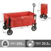 imageTIMBER RIDGE Tailgate Collapsible Folding Wagon Cart Heavy Duty Utility Push Pull Beach Wagon Foldable Outdoor Grocery Cart with Side Pockets for Camping Garden Shopping Holds 225 lbs Red