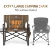 imageTIMBER RIDGE XXL Upgraded Oversized Directors Chairs with Foldable Side Table Detachable Side Pocket Heavy Duty Folding Camping Chair up to 600 Lbs Weight Capacity Grey Ideal Gift 2 PackBrown2 Pack