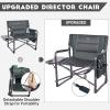 imageTIMBER RIDGE XXL Upgraded Oversized Directors Chairs with Foldable Side Table Detachable Side Pocket Heavy Duty Folding Camping Chair up to 600 Lbs Weight Capacity Grey Ideal Gift 2 PackDark Grey2 Pack