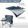 imageTIMBER RIDGE XXL Upgraded Oversized Directors Chairs with Foldable Side Table Detachable Side Pocket Heavy Duty Folding Camping Chair up to 600 Lbs Weight Capacity Grey Ideal Gift 2 PackBlue
