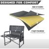 imageTIMBER RIDGE XXL Upgraded Oversized Directors Chairs with Foldable Side Table Detachable Side Pocket Heavy Duty Folding Camping Chair up to 600 Lbs Weight Capacity Grey Ideal Gift 2 PackDark Grey