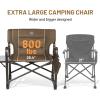 imageTIMBER RIDGE XXL Upgraded Oversized Directors Chairs with Foldable Side Table Detachable Side Pocket Heavy Duty Folding Camping Chair up to 600 Lbs Weight Capacity Grey Ideal Gift 2 PackBrown