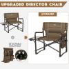imageTIMBER RIDGE XXL Upgraded Oversized Directors Chairs with Foldable Side Table Detachable Side Pocket Heavy Duty Folding Camping Chair up to 600 Lbs Weight Capacity Grey Ideal Gift 2 PackBrown