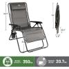 imageTIMBER RIDGE Zero Gravity Chairs Folding Recliner Chair Padded with Cup Holder and Headrest Adjustable Lounge Reclining Chair for Outdoor Camping Lawn Patio Indoor Supports 350lbs BrownGrey