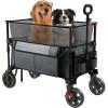 imageTimber Ridge 350L Extra Large Collapsible Folding Wagon Carts with Brake Heavy Duty Outdoor Camping Utility Wagons with Extended Height Adjustable Handle Cup Holders Side BagBlueGray