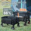 imageTimber Ridge 350L Extra Large Collapsible Folding Wagon Carts with Brake Heavy Duty Outdoor Camping Utility Wagons with Extended Height Adjustable Handle Cup Holders Side BagBlueGray