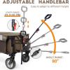 imageTimber Ridge 350L Extra Large Collapsible Folding Wagon Carts with Brake Heavy Duty Outdoor Camping Utility Wagons with Extended Height Adjustable Handle Cup Holders Side BagBlueTan