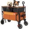 imageTimber Ridge 350L Extra Large Collapsible Folding Wagon Carts with Brake Heavy Duty Outdoor Camping Utility Wagons with Extended Height Adjustable Handle Cup Holders Side BagBlueOrange