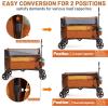 imageTimber Ridge 350L Extra Large Collapsible Folding Wagon Carts with Brake Heavy Duty Outdoor Camping Utility Wagons with Extended Height Adjustable Handle Cup Holders Side BagBlueOrange
