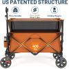 imageTimber Ridge 350L Extra Large Collapsible Folding Wagon Carts with Brake Heavy Duty Outdoor Camping Utility Wagons with Extended Height Adjustable Handle Cup Holders Side BagBlueOrange