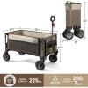 imageTimber Ridge 350L Extra Large Collapsible Folding Wagon Carts with Brake Heavy Duty Outdoor Camping Utility Wagons with Extended Height Adjustable Handle Cup Holders Side BagBlueTan