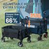 imageTimber Ridge 350L Extra Large Collapsible Folding Wagon Carts with Brake Heavy Duty Outdoor Camping Utility Wagons with Extended Height Adjustable Handle Cup Holders Side BagBlueBlue