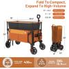 imageTimber Ridge 350L Extra Large Collapsible Folding Wagon Carts with Brake Heavy Duty Outdoor Camping Utility Wagons with Extended Height Adjustable Handle Cup Holders Side BagBlueOrange