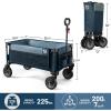 imageTimber Ridge 350L Extra Large Collapsible Folding Wagon Carts with Brake Heavy Duty Outdoor Camping Utility Wagons with Extended Height Adjustable Handle Cup Holders Side BagBlueBlue