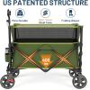 imageTimber Ridge 350L Extra Large Collapsible Folding Wagon Carts with Brake Heavy Duty Outdoor Camping Utility Wagons with Extended Height Adjustable Handle Cup Holders Side BagBlueGreen