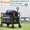 imageTimber Ridge 350L Extra Large Collapsible Folding Wagon Carts with Brake Heavy Duty Outdoor Camping Utility Wagons with Extended Height Adjustable Handle Cup Holders Side BagBlueGray