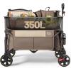 imageTimber Ridge 350L Extra Large Collapsible Folding Wagon Carts with Brake Heavy Duty Outdoor Camping Utility Wagons with Extended Height Adjustable Handle Cup Holders Side BagBlueTan
