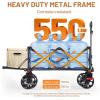 imageTimber Ridge 47quot L Collapsible Wagon with Tailgate ampamp Brake 300lbs Heavy Duty Beach Wagon with AllTerrain Big Wheels 250L Foldable Utility Cart for Sand Camping Sports Shopping BlueOrange