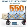 imageTimber Ridge 47quot L Collapsible Wagon with Tailgate ampamp Brake 300lbs Heavy Duty Beach Wagon with AllTerrain Big Wheels 250L Foldable Utility Cart for Sand Camping Sports Shopping BlueBlue