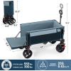 imageTimber Ridge 47quot L Collapsible Wagon with Tailgate ampamp Brake 300lbs Heavy Duty Beach Wagon with AllTerrain Big Wheels 250L Foldable Utility Cart for Sand Camping Sports Shopping BlueBlue