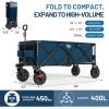 imageTimber Ridge 512quot Extended Collapsible Wagon  HeavyDuty Utility Cart with AllTerrain Wheels Brakes ampamp Cargo Net 400L Capacity for Camping Sports ampamp Shopping BlueBlue