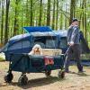 imageTimber Ridge 512quot Extended Collapsible Wagon  HeavyDuty Utility Cart with AllTerrain Wheels Brakes ampamp Cargo Net 400L Capacity for Camping Sports ampamp Shopping BlueBlue