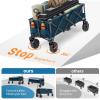 imageTimber Ridge 512quot Extended Collapsible Wagon  HeavyDuty Utility Cart with AllTerrain Wheels Brakes ampamp Cargo Net 400L Capacity for Camping Sports ampamp Shopping BlueBlue