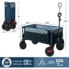 imageTimber Ridge Outdoor Collapsible Wagon with Brakes Utility Folding Cart Heavy Duty All Terrain Wheels for Shopping Camping Garden with Side Bag and Cup Holders GreyNavy