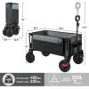 imageTimber Ridge Outdoor Collapsible Wagon with Brakes Utility Folding Cart Heavy Duty All Terrain Wheels for Shopping Camping Garden with Side Bag and Cup Holders GreyGray
