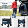 imageTimber Ridge Outdoor Collapsible Wagon with Brakes Utility Folding Cart Heavy Duty All Terrain Wheels for Shopping Camping Garden with Side Bag and Cup Holders GreyNavy