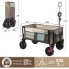 imageTimber Ridge Outdoor Collapsible Wagon with Brakes Utility Folding Cart Heavy Duty All Terrain Wheels for Shopping Camping Garden with Side Bag and Cup Holders GreyTan