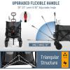 imageTimber Ridge Outdoor Collapsible Wagon with Brakes Utility Folding Cart Heavy Duty All Terrain Wheels for Shopping Camping Garden with Side Bag and Cup Holders GreyGray