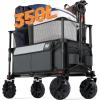 imageTimber Ridge Outdoor Collapsible Wagon with Brakes Utility Folding Cart Heavy Duty All Terrain Wheels for Shopping Camping Garden with Side Bag and Cup Holders GreyGray