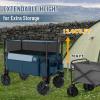 imageTimber Ridge Outdoor Collapsible Wagon with Brakes Utility Folding Cart Heavy Duty All Terrain Wheels for Shopping Camping Garden with Side Bag and Cup Holders GreyNavy