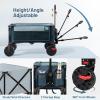 imageTimber Ridge Outdoor Collapsible Wagon with Brakes Utility Folding Cart Heavy Duty All Terrain Wheels for Shopping Camping Garden with Side Bag and Cup Holders GreyNavy