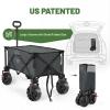 imageTimber Ridge Outdoor Collapsible Wagon with Brakes Utility Folding Cart Heavy Duty All Terrain Wheels for Shopping Camping Garden with Side Bag and Cup Holders GreyGray