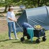 imageTimber Ridge Outdoor Collapsible Wagon with Brakes Utility Folding Cart Heavy Duty All Terrain Wheels for Shopping Camping Garden with Side Bag and Cup Holders GreyNavy