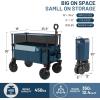 imageTimber Ridge Outdoor Collapsible Wagon with Brakes Utility Folding Cart Heavy Duty All Terrain Wheels for Shopping Camping Garden with Side Bag and Cup Holders GreyNavy
