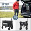 imageTimber Ridge Outdoor Collapsible Wagon with Brakes Utility Folding Cart Heavy Duty All Terrain Wheels for Shopping Camping Garden with Side Bag and Cup Holders GreyGray
