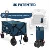 imageTimber Ridge Outdoor Collapsible Wagon with Brakes Utility Folding Cart Heavy Duty All Terrain Wheels for Shopping Camping Garden with Side Bag and Cup Holders GreyNavy