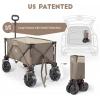 imageTimber Ridge Outdoor Collapsible Wagon with Brakes Utility Folding Cart Heavy Duty All Terrain Wheels for Shopping Camping Garden with Side Bag and Cup Holders GreyTan