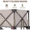 imageTimber Ridge Outdoor Collapsible Wagon with Brakes Utility Folding Cart Heavy Duty All Terrain Wheels for Shopping Camping Garden with Side Bag and Cup Holders GreyTan